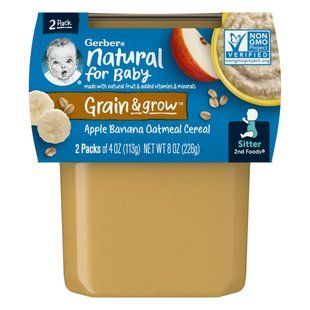 Gerber, Natural for Baby, Grain & Grow, 2nd Foods, Apple Banana Oatmeal Cereal, 2 Pack, 4 oz (113 g) Each купить в Киеве и Украине