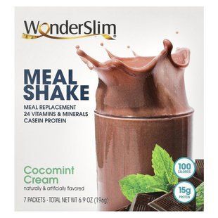 WonderSlim, Meal Shake, Cocomint, крем, 7 пакетиків по 28 г