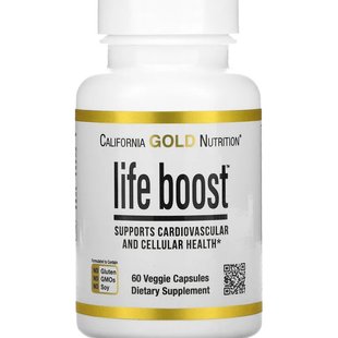 Витамины для здоровье сердечно-сосудистой системы и клеток California Gold Nutrition (Life Boost) 60 растительных капсул купить в Киеве и Украине