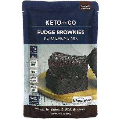 Keto and Co, Fudge Brownies, суміш для випікання кето, 10,2 унції (290 г)