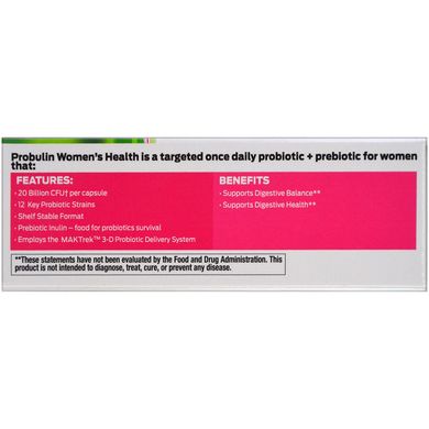 Жіноче здоров'я, пробіотик, Probulin, 60 капсул