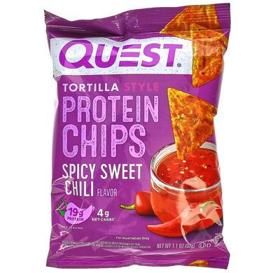Quest Nutrition, Протеїнові чіпси в стилі тортильї, гострий солодкий перець чилі, 8 пакетиків по 1,1 унції (32 г) кожен