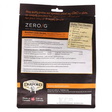 Zero / G, ласощі для собак, запечене в духовці, все натуральне, смак смаженого ягняти, Darford, 12 унц (340 г)