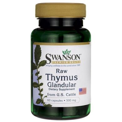 Сирий тимус залозистий, Raw Thymus Glandular, Swanson, 500 мг, 60 капсул