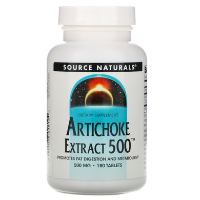 Екстракт артишоку 500, Artichoke Extract 500, Source Naturals, 500 мг, 180 таблеток