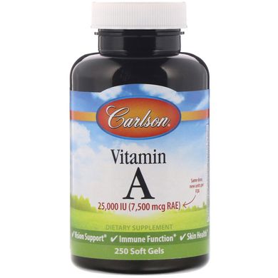 Витамин A Carlson Labs (Vitamin A) 25000 МЕ 250 капсул купить в Киеве и Украине