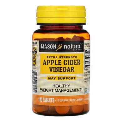 Яблучний оцет особливої ​​фортеці, Mason Natural, 100 таблеток