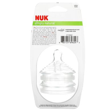 NUK, Simply Natural, соски, від 6 місяців, швидке розтікання, 2 шт. В упаковці