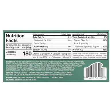Laird Superfood, Protein Bar + Adaptogens, Chocolate Mint, 10 Bars, 1.6 oz (45 g) Each