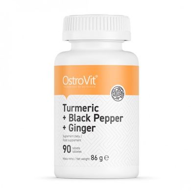 Куркума + чорний перець + імбир, TURMERIC + BLACK PEPPER + GINGER, OstroVit, 90 таблеток