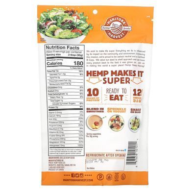 Сырые очищенные конопляные семена Manitoba Harvest (Hemp) 227 г купить в Киеве и Украине