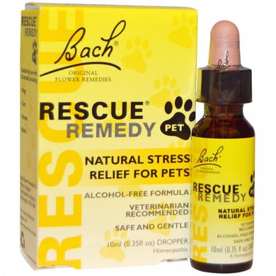 Rescue Remedy Pet, формула не содержащая алкоголь, пипетка объемом, Bach, 0.35 жидких унций (10 мл)