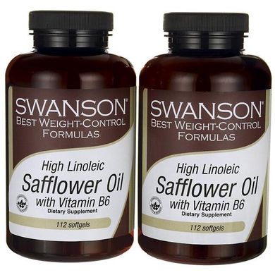 Високо-лінолевої сафлорова олія з вітаміном Б6, Hiгh Linoleic Safflower Oil with Vitamin B6, Swanson, 224 капсул