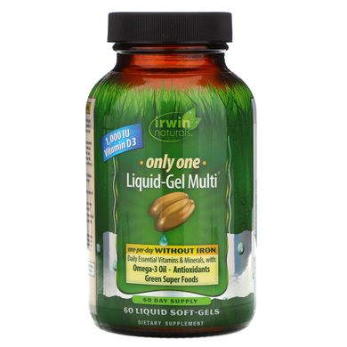 Irwin Naturals, Only One, Liquid-Gel Multi, Without Iron, 60 Liquid Soft-Gels