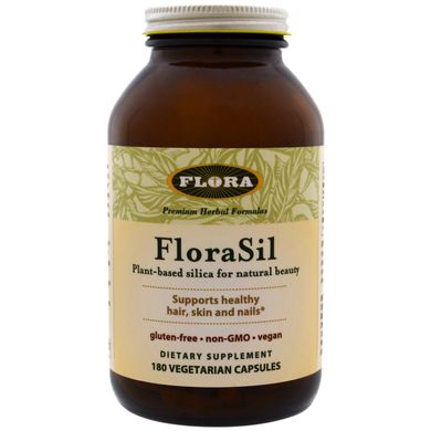 FloraSil, Диоксид кремния на растительной основе для естественной красоты, Flora, 180 вегетарианских капсул купить в Киеве и Украине