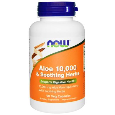 Алое Вера 10000 і трави Now Foods (Aloe 10000 & Soothing Herbs) 90 капсул