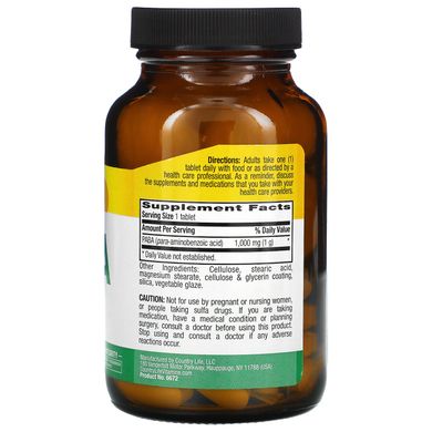 ПАБК пара-амінобензойна кислота Country Life (PABA) 1000 мг 60 таблеток