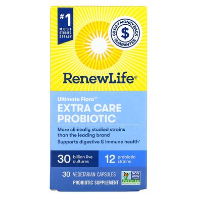 Renew Life, Extra Care Digestive Probiotic, 30 Billion CFU, 30 Vegetarian Capsules