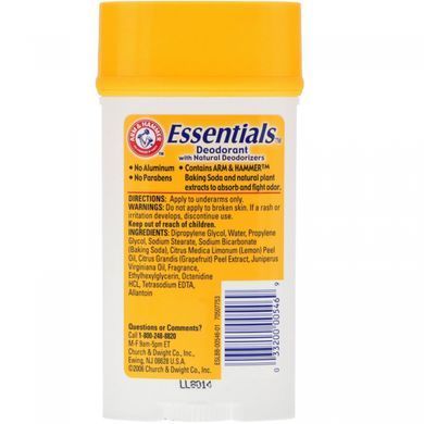 Натуральний дезодорант для чоловіків та жінок чистий Arm & Hammer (Essentials with Natural Deodorizers Deodorant Juniper Berry) 71 г