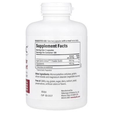 Phytosterols of aged garlic extract, cholesterol support formula 107, Kyolic, 240 capsules