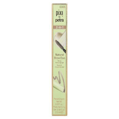 Natural Brow Duo2-в-1 карандаш и гель, натуральный коричневый цвет, водонепроницаемый, Pixi Beauty, карандаш 0.12 г (0.004 унции) &ndash; гель 2.5 мл (0.084 жидкой унции) купить в Киеве и Украине