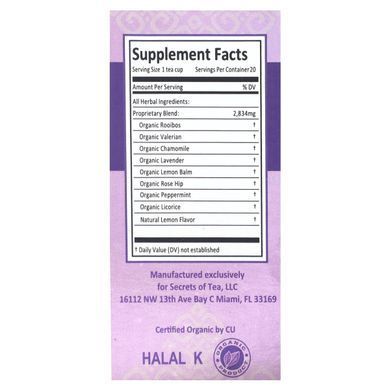 Secrets of Tea, Organic Valerian Deep Sleep Tea, Caffeine Free, 20 Tea Bags, 1.41 oz (40 g)