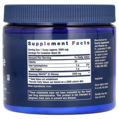Life Extension D-Ribose Powder 150g