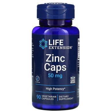 Цинк Life Extension (Zinc Caps High Potency) 50 мг 90 вегетаріанських капсул