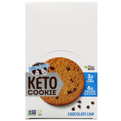 Печиво для кетодієти, зі шматочками шоколаду, Keto Cookies, Lenny,Larry's, 12 шт по 45 г (1,6 унції)