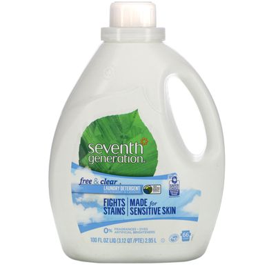 Пральний порошок, Laundry Detergent, Free & Clear, Seventh Generation, 2.95 л
