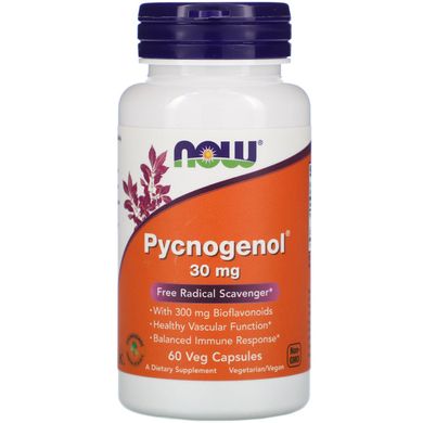 Пікногенол Now Foods (Pycnogenol) 30 мг 60 капсул