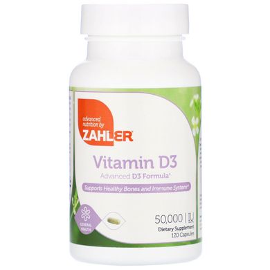 Витамин Д3 Zahler (Vitamin D3) 50000 МЕ 120 растительных капсул купить в Киеве и Украине