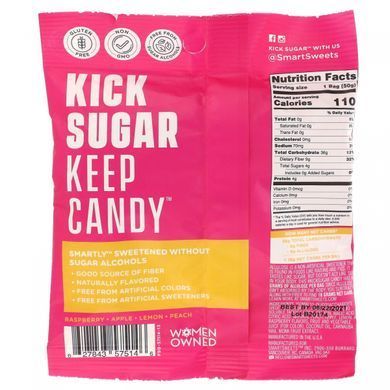 Fruity, Gummy Bears, Raspberry, Apple, Lemon, Peach, SmartSweets, 50 g