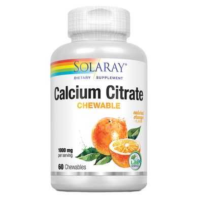 Цитрат кальцію Solaray (Calcium Citrate) 1000 мг 60 жувальних таблеток зі смаком апельсина