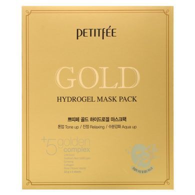 Маска с золотым гидрогелем, Gold Hydrogel Mask Pack, Petitfee, 5 листов купить в Киеве и Украине