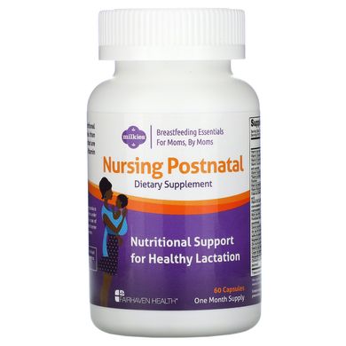Мультивітаміни для жінок, що годують, Nursing Postnatal Breastfeeding Multivitamin, Fairhaven Health, 60 капсул