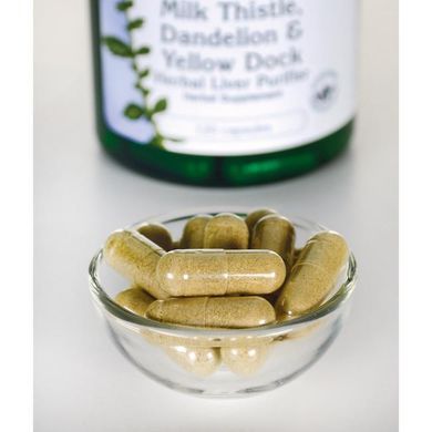 Молочний чортополох кульбаба і жовтий док, Milk Thistle Dandelion,Yellow Dock, Swanson, 120 капсул