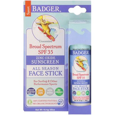 Крем-стік від сонця для обличчя Badger Company (SPF 35 All Season Face Stick) 18.4 г