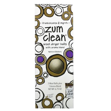 ZUM, Zum Clean, кульки для сушіння вовни із сумішшю ароматів, ладаном та миррою, 4 штуки