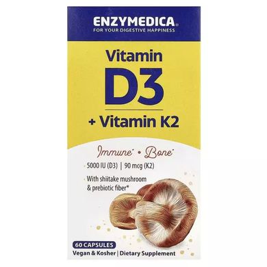 Enzymedica, Vitamin D3 + Vitamin K2, 60 Capsules