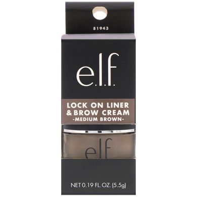 Lock On, крем для брів і підводка, середній-коричневий, ELF Cosmetics, 0,19 унц (5,5 г)