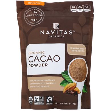 Сирий шоколадний какао-порошок органік Navitas Organics (Cacao Powder) 454 г