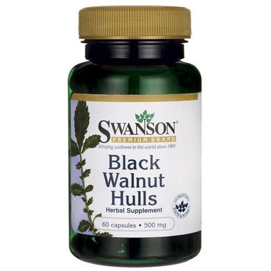Шкаралупа Чорного горіха Swanson (Black Walnut Hulls) 500 мг 60 капсул