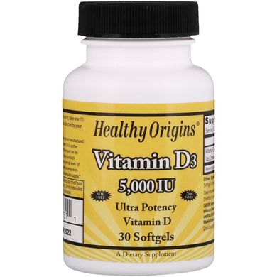 Вітамін D3 Healthy Origins (Vitamin D3) 5000 МО 30 капсул
