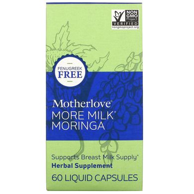 Морінга, More Milk Moringa, Motherlove, 60 рідких капсул