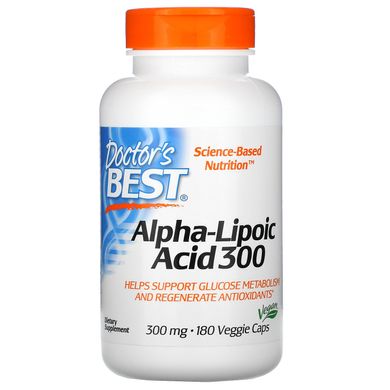 Альфа-ліпоєва кислота Doctor's Best (Alpha-lipoic acid) 300 мг 180 капсул