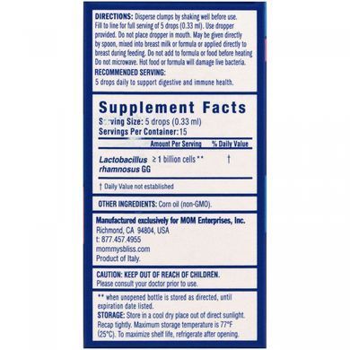 Drops with probiotics, 15 day course, for newborns, Mommys Bliss, 0.2 fluid ounces (6 ml)