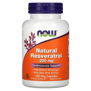 Ресвератол Now Foods (Natural Resveratrol) 200 мг 120 рослинних капсул
