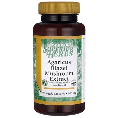 Агаріус Блазі Екстракт гриба, Agaricus Blazei Mushroom Extract, Swanson, 500 мг, 90 капсул