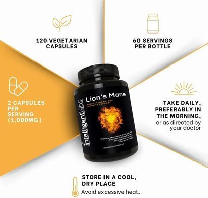 Lion's Mane (Hericium Echinus) for Cognitive Health by Intelligent Labs (120 capsules)